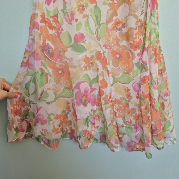 Lauren Ralph Lauren Women's Peach Floral Georgette Sleeveless Midi Dress Size 12 - Picture 6 of 8